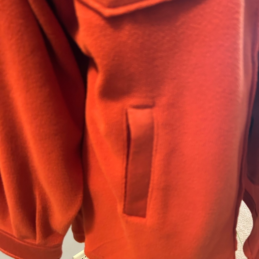 Rust Fleece Shacket Womens Oversized Button Shirt Jacket Utility soft lounge - Picture 6 of 12